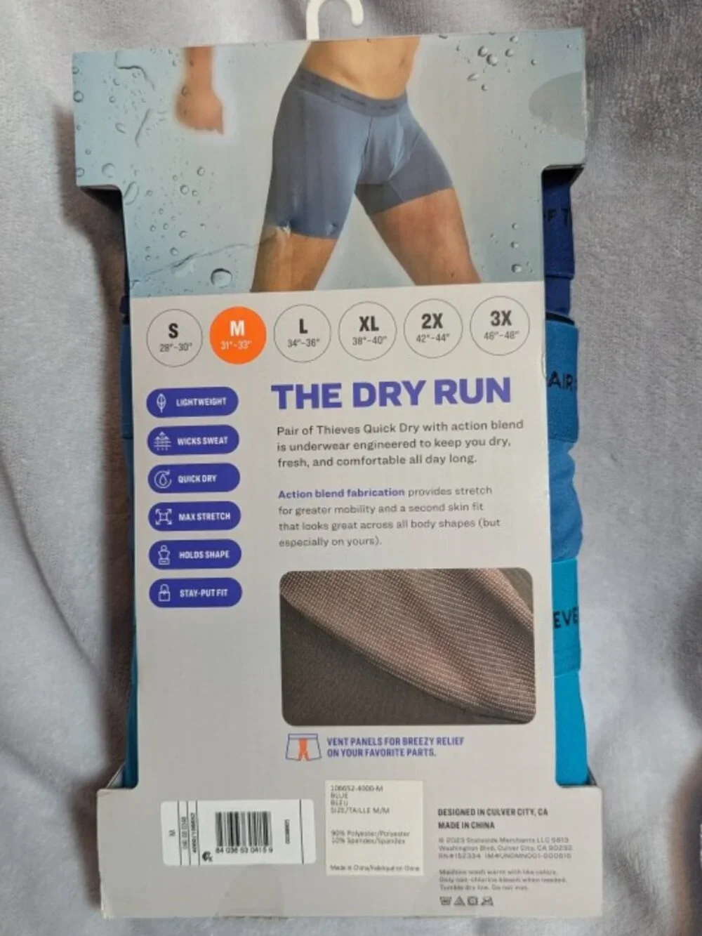 NWT Pair of Thieves Men's Quick Dry Boxer Briefs 3pk - Blue M